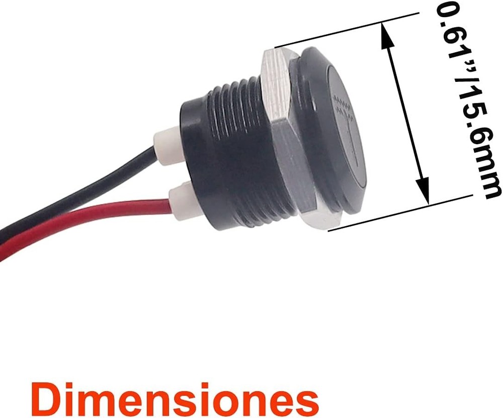 LED Indicator Pilot Dash Light (Battery/Alternator Warning) Red, 1/2"black