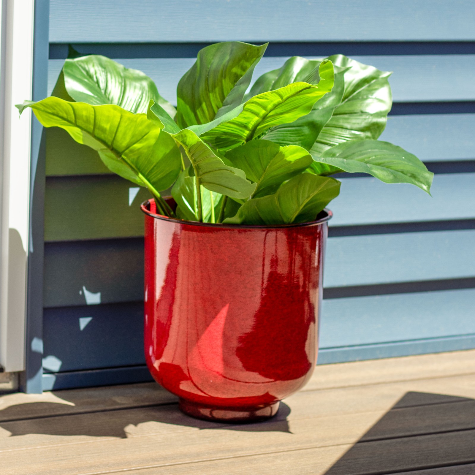 Vivian Metal Planter - 11 in - Ruby Glaze - Set of 2 by Sunnydaze