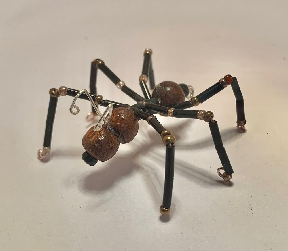 Handmade Wood Bead & Wire ANT