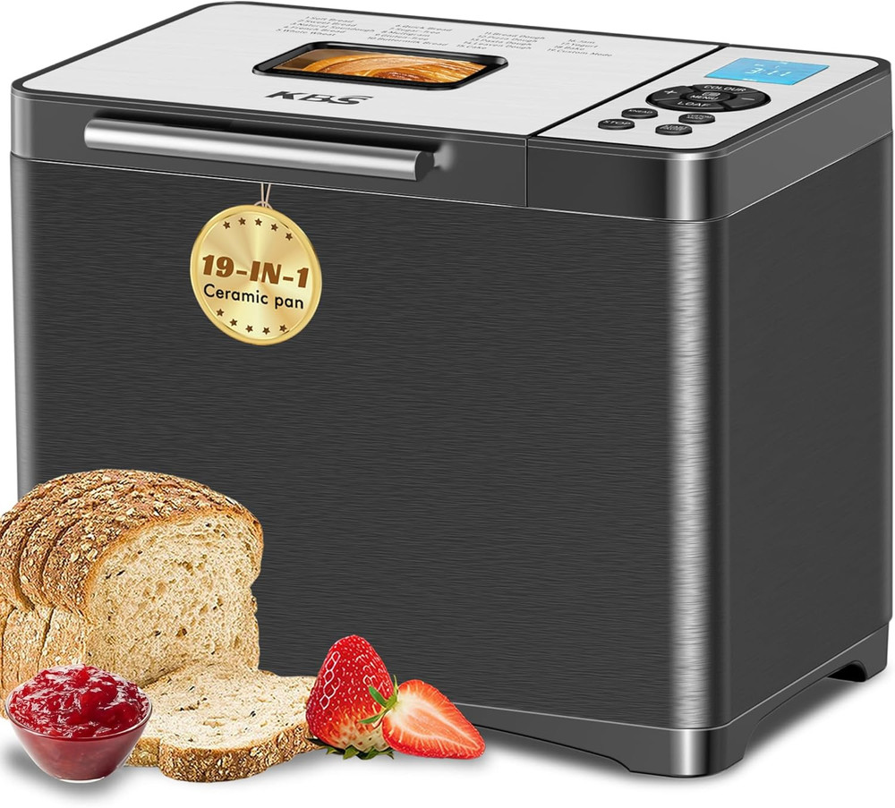 KBS 19-In-1 Programmable Bread Maker,2Lb Large Bread Machine Stainless Steel Wi