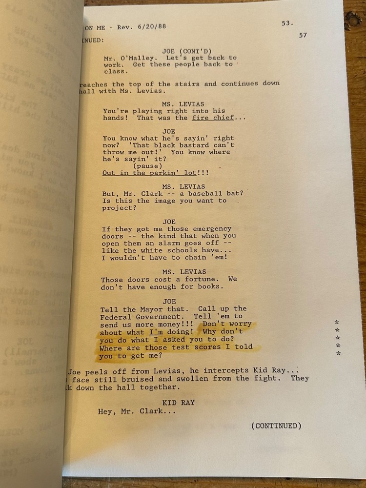 LEAN ON ME MOVIE ORIGINAL SCREENPLAY SCRIPT MORGAN FREEMAN