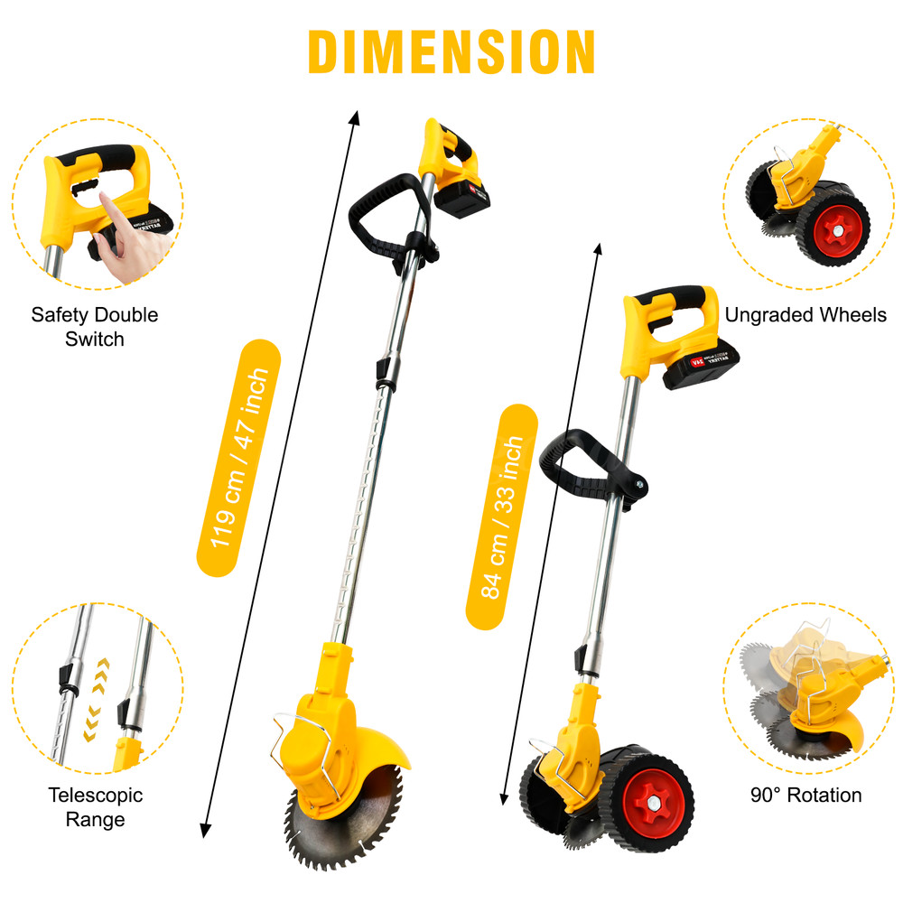 Electric Cordless Grass String Trimmer Lawn Edger Weed Eater Wacker w/ 2 Battery