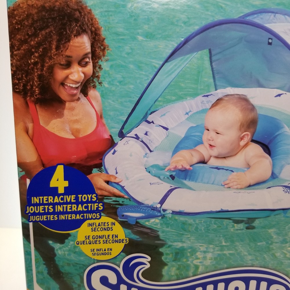 Swimways Elite Baby Spring Float w/ Canopy Packable Pool 9-24 Months Float New.