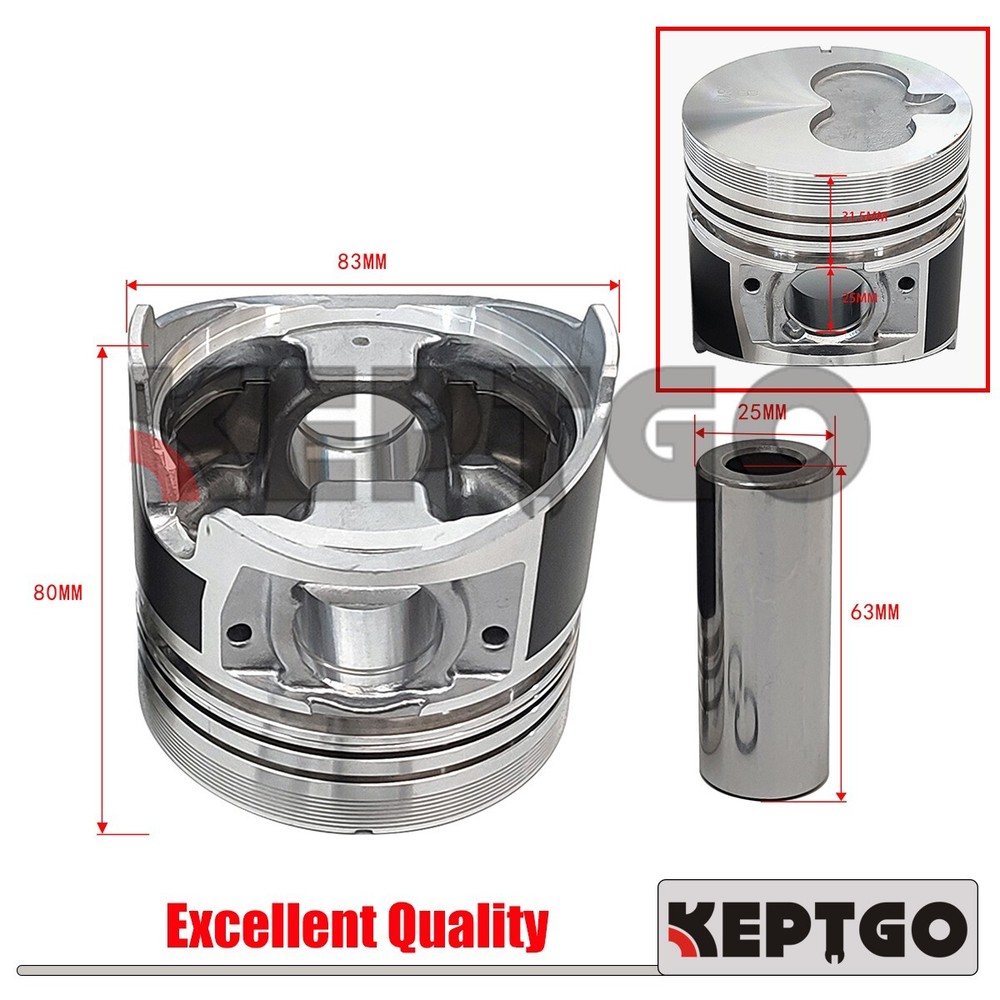 3PCS piston with ring Set (Pin & Clip) for Isuzu 3LD1 Engine STD
