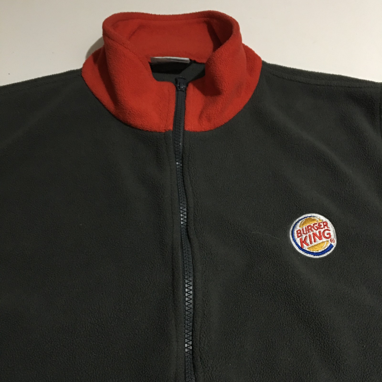 Burger King Employee Fleece Jacket Men Size Small Gray Uniform