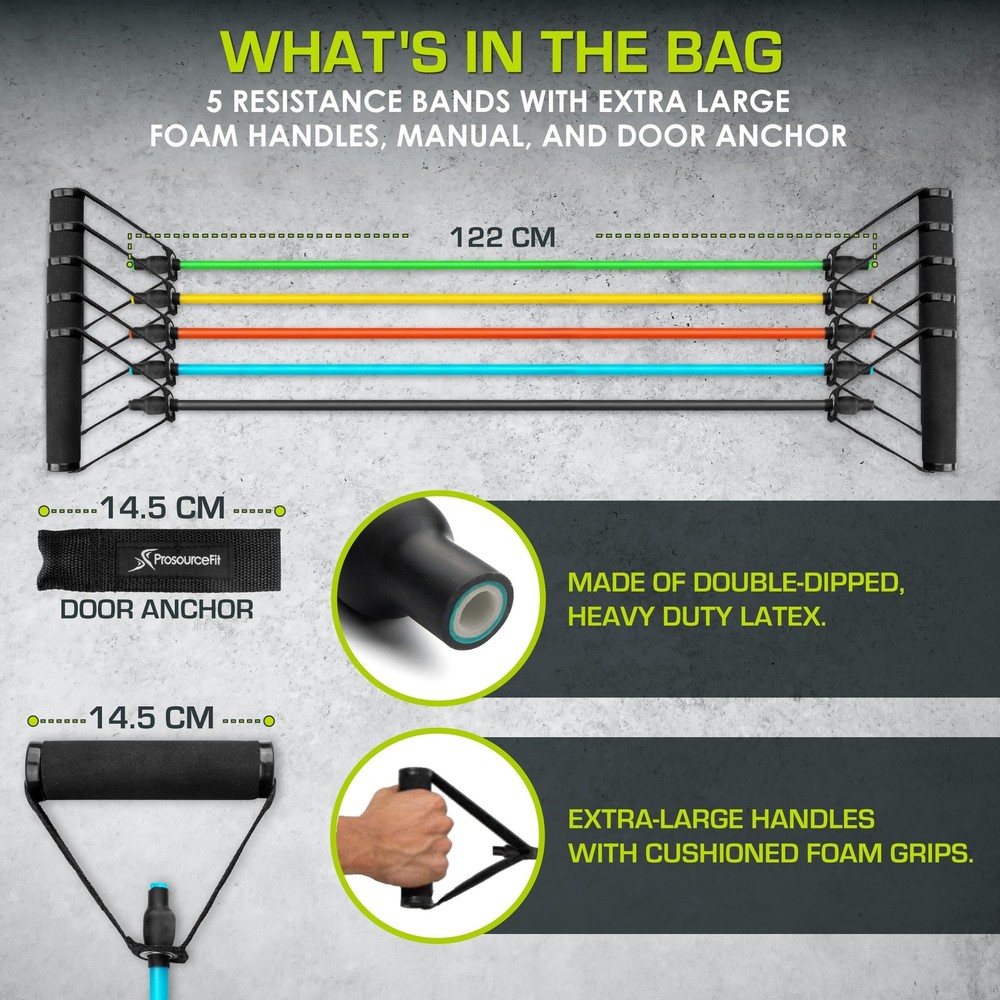 ProsourceFit Single Stackable Resistance Bands with Door Anchor and Exercise ...