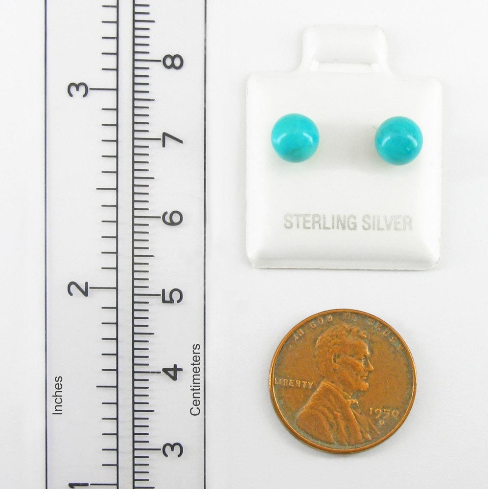 6mm Turquoise Ball Post Earrings - SOLID Sterling Silver - NEW!