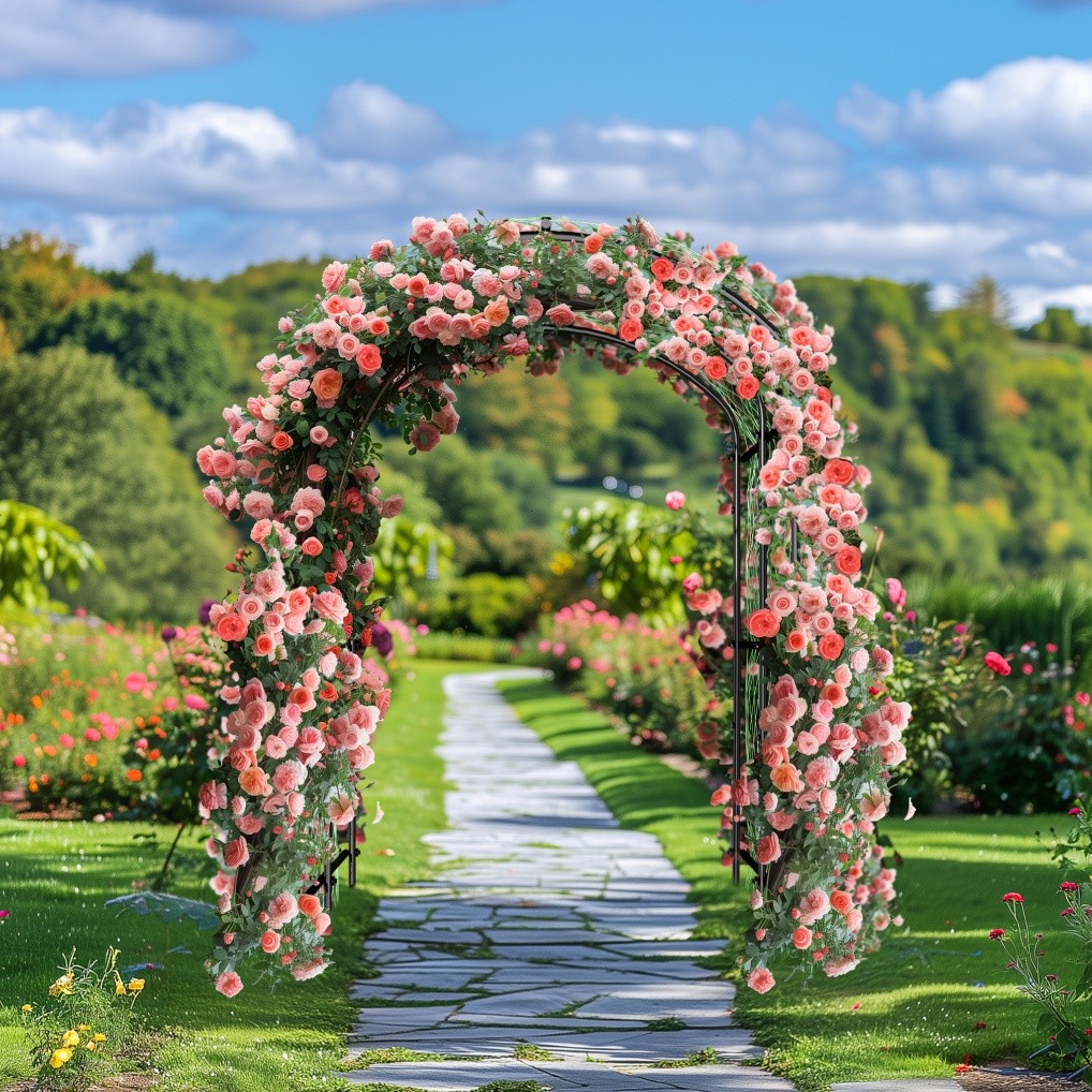 Garden Trellis Tall Cucumber Trellis Arch for Climbing Plants w/ Trellis Netting