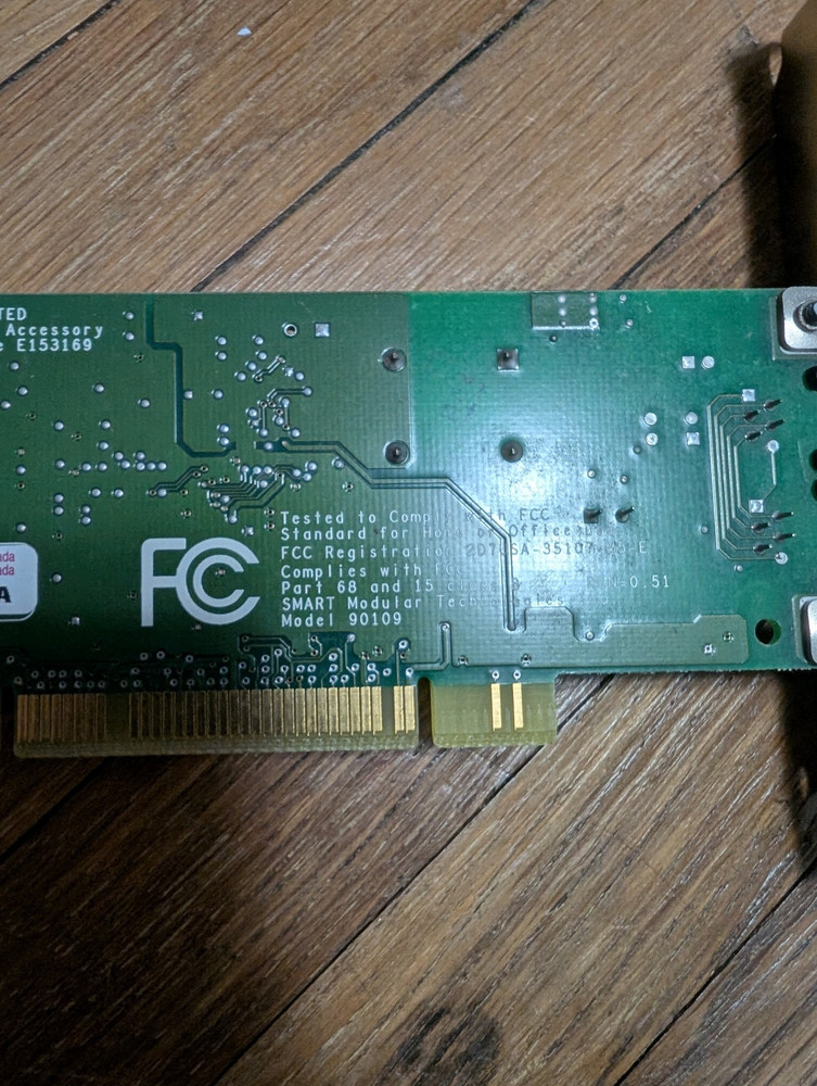 Smart Modular 90109 PCI 56K Data/Fax Modem Card With Cable