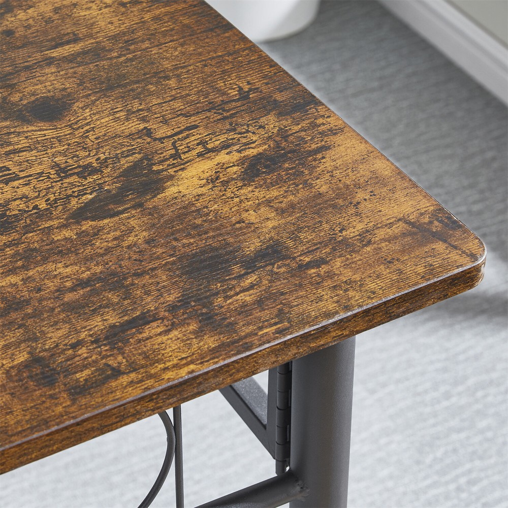 Dining Table Wood Square Table Home Kitchen Dining Room Table w/ Metal Frame