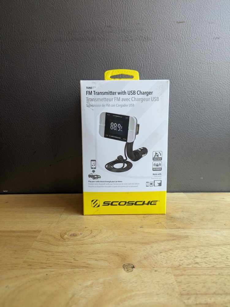 Scosche FM Transmitter with USB Charger for Car Audio System