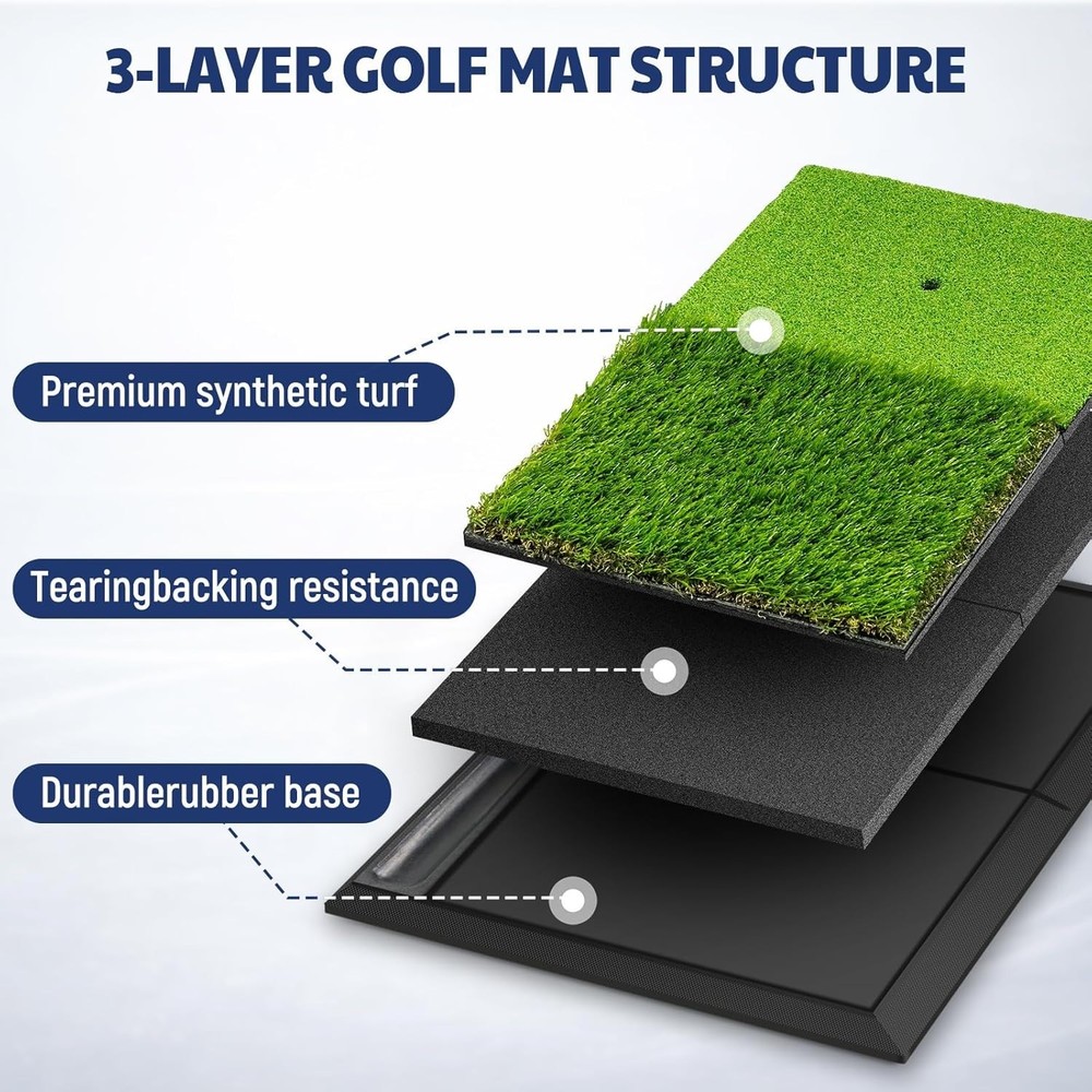 Golf Hitting Mat with Heavy Rubber Base, Foldable Golf Practice Mat for Indoo...