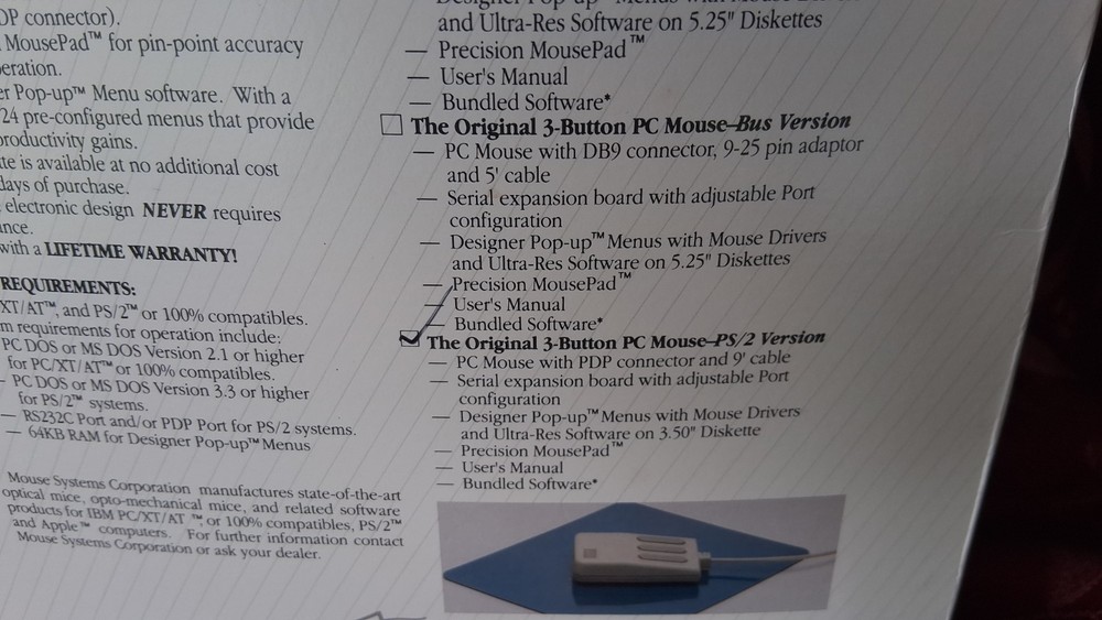 Mouse Systems PC Mouse Optical 3 Button Mouse PC Paint plus