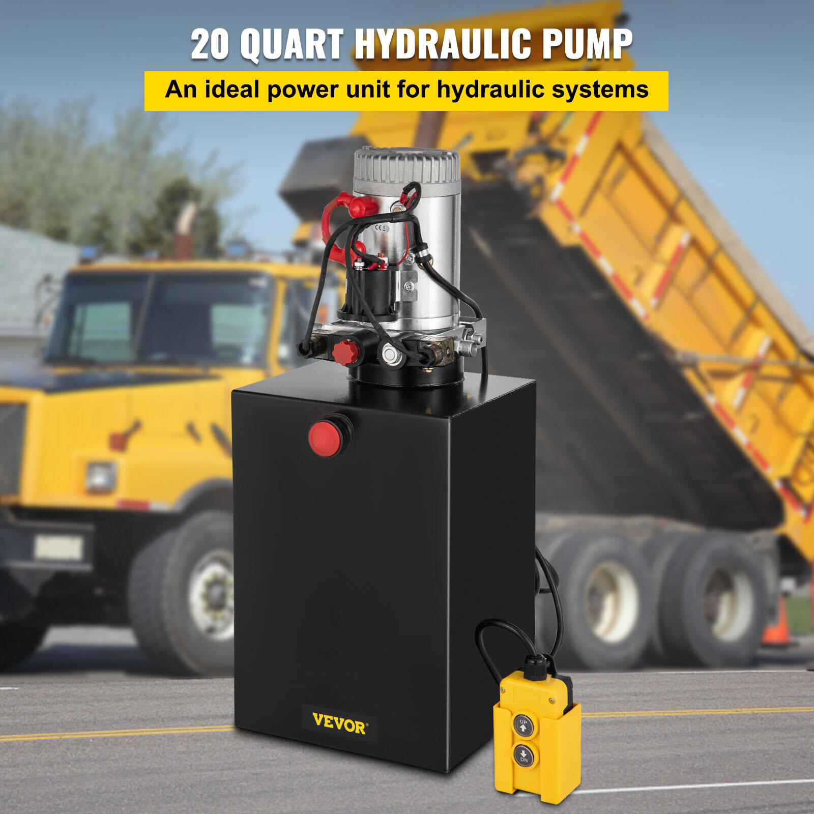 20 Quart Double Acting Hydraulic Pump Dump Trailer Power Unit Unit Pack Iron
