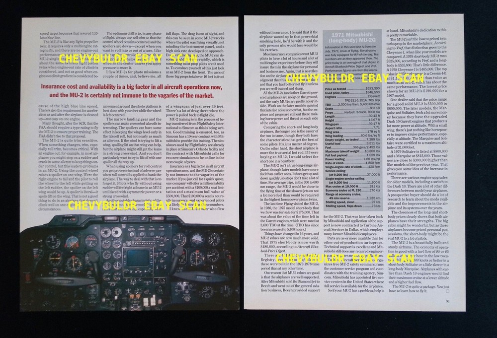 1971 Mitsubishi MU-2G Twin-Engine Airplane Info Article