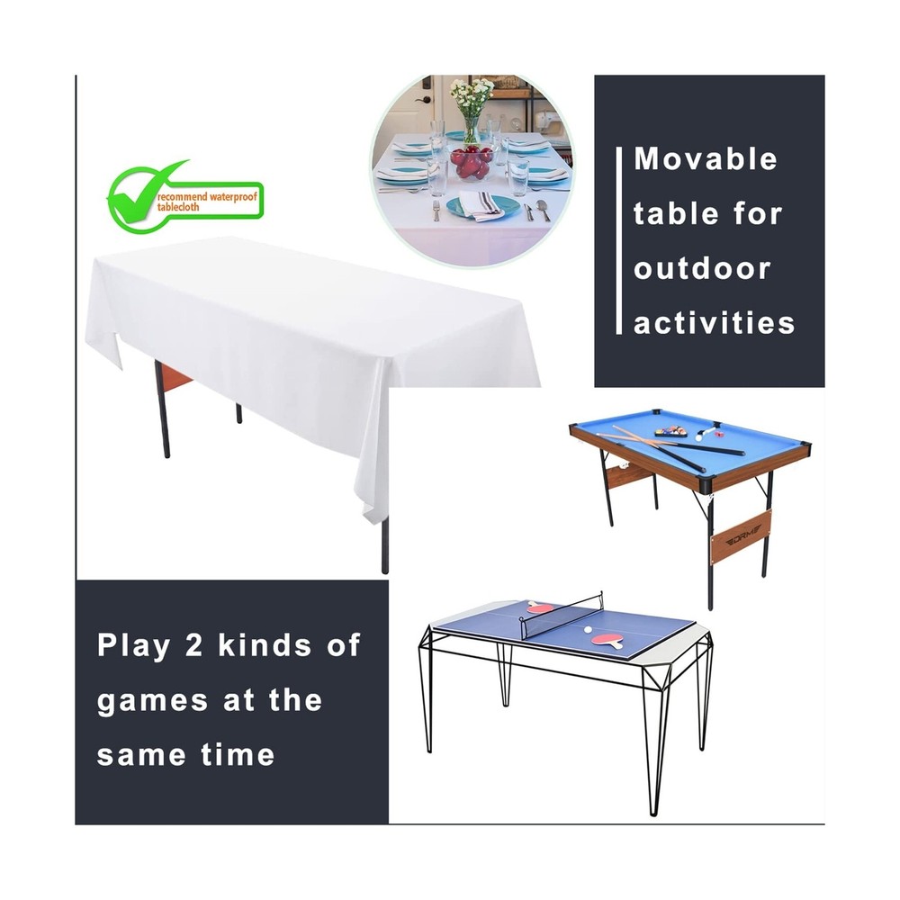 DRM 55Inch Multi Function 3 in 1 Combo Game Table, Folding Pool Table/Billiar...