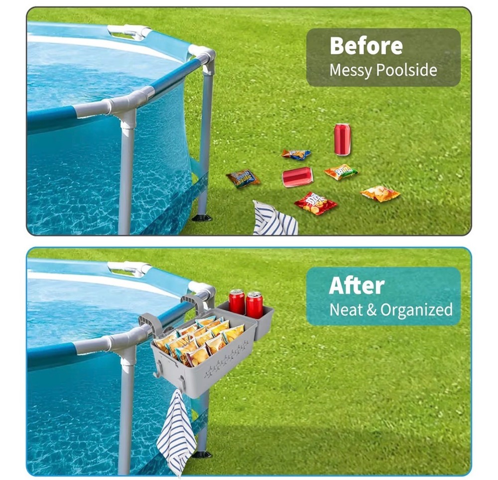 Poolside Storage Basket Compatible with Intex Above Ground Pools - Pool Side 13