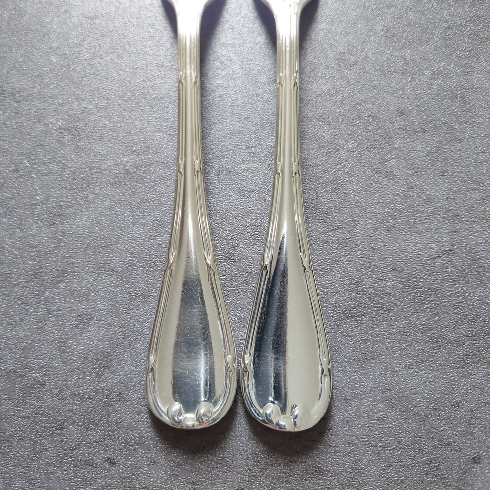 Christofle Rubans 2pcs Silverplate Flatware Dessert Fork Excellent