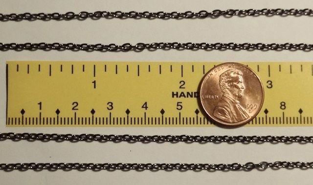 GUN METAL Black CABLE Chain 3mm x 2mm ~ Small Shiny Links ~ Nickel + Lead Free