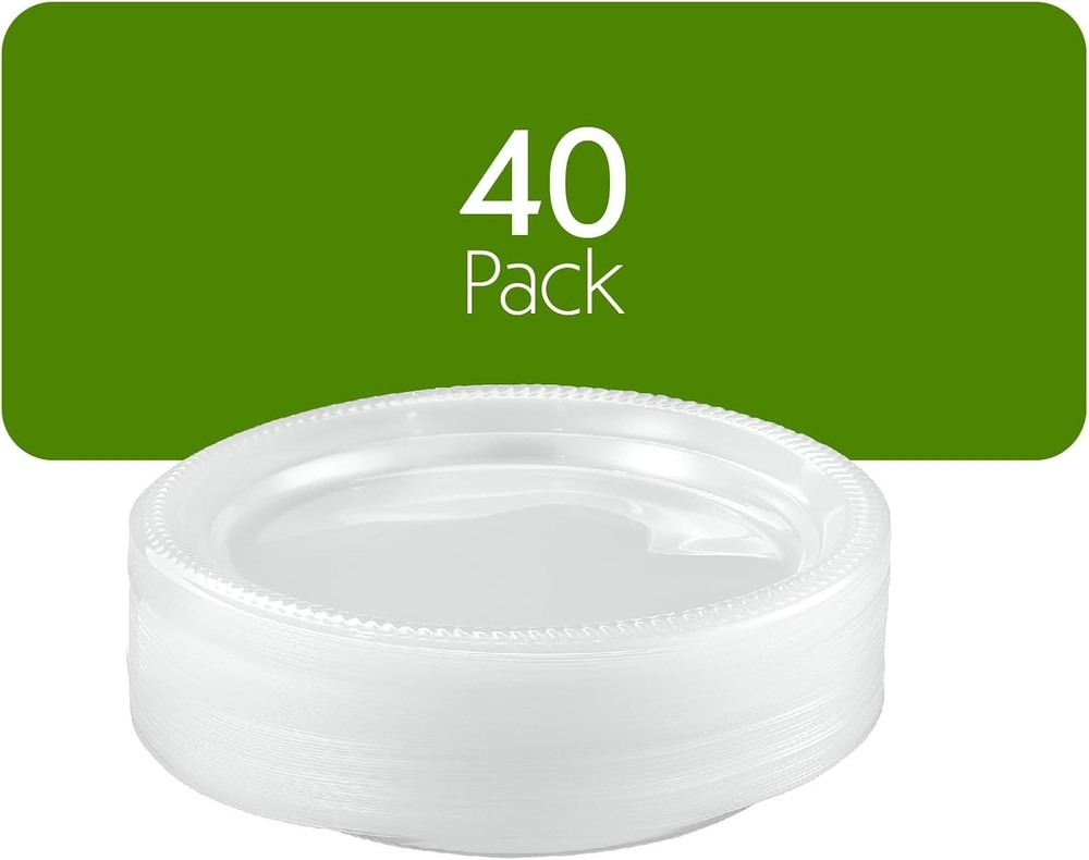 40 Pack Clear Plastic Plates 7 Inch Durable Disposable Plastic Dinner Plates ...