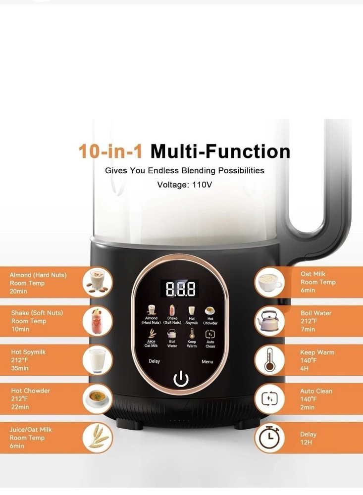 50oz Automatic Nut Milk Maker Almond Milk Machine with Delay Start Keep Warm