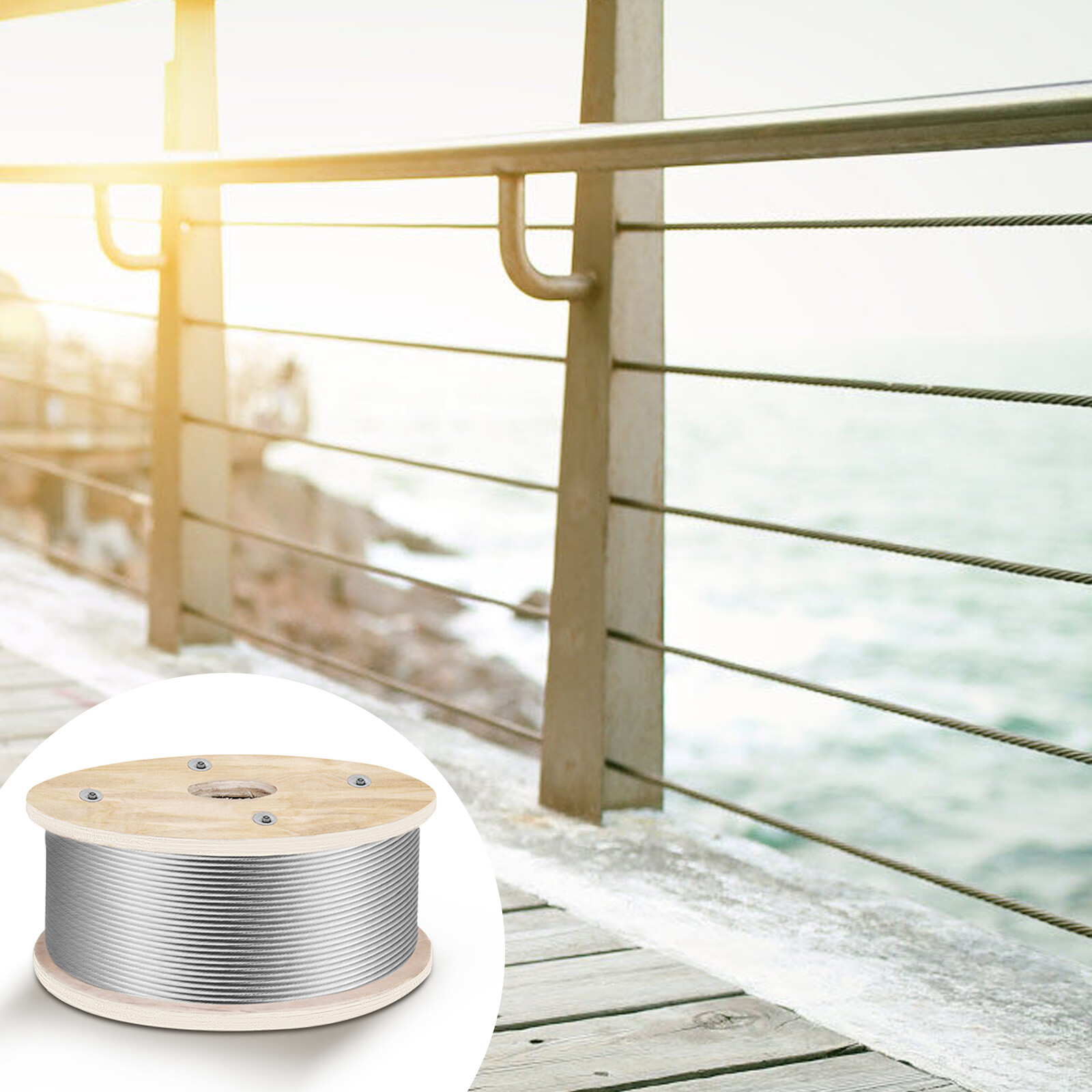 VEVOR T316 500Ft Stainless Steel Cable 3/16" Cable Railing Wire Rope Cable 1x19