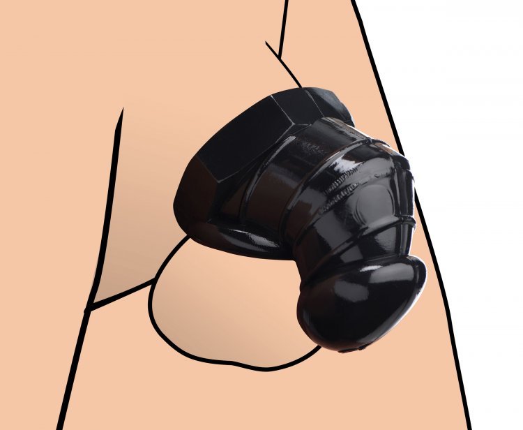 NEW Detained - Black Restrictive Chastity Cage Rubber Edging Chastity Device