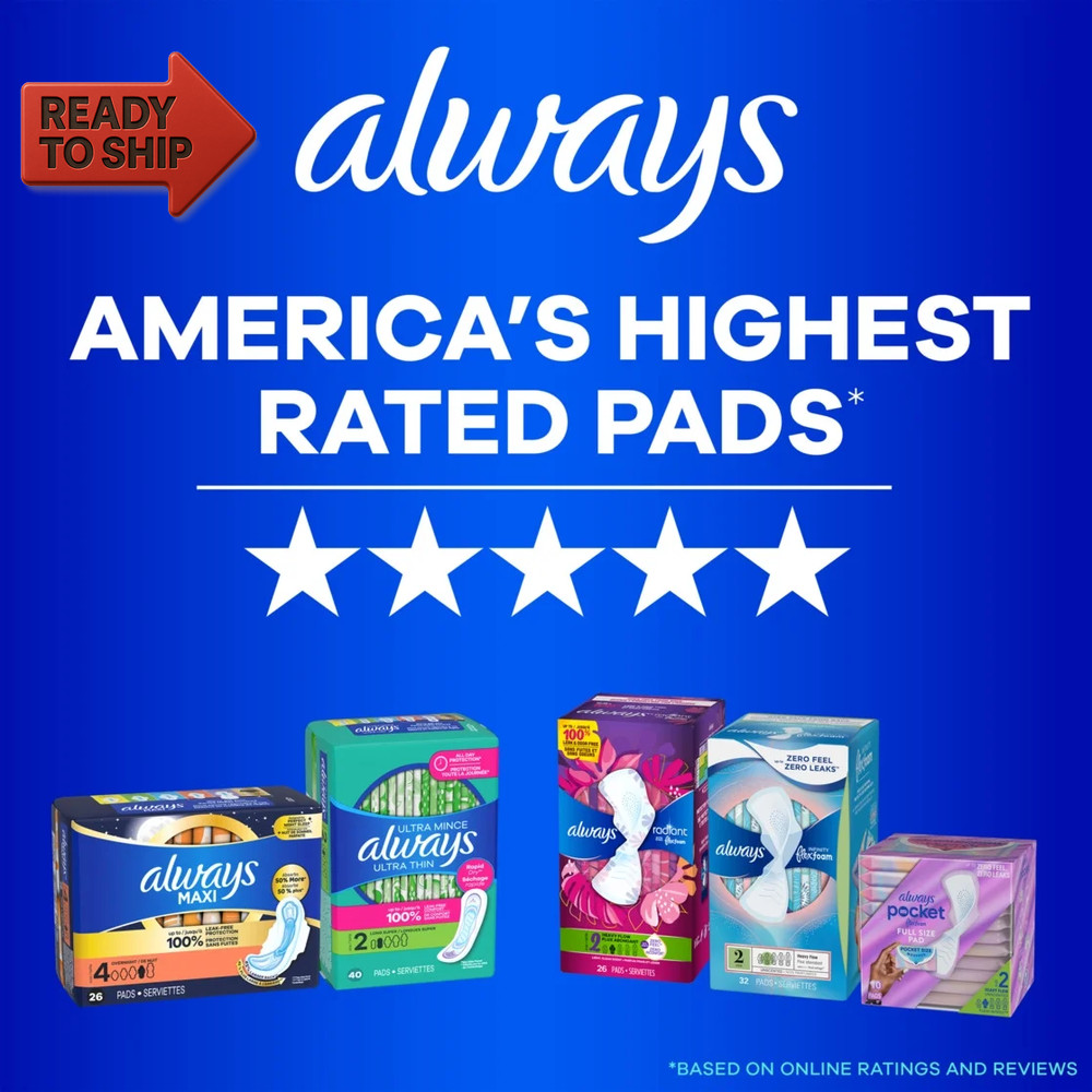 Ultra Thin Pads without Wings, Size 2, Long Super Absorbency, 40 CT