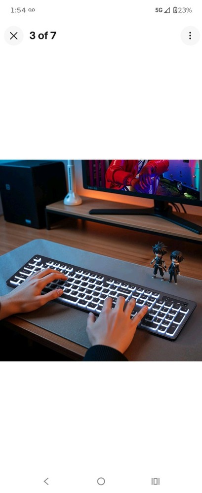 Backlit Wireless Keyboard, 2.4G Silent Wireless Light Up Keyboard, Full Size ...