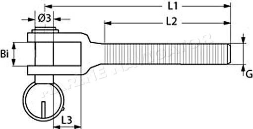 Board equipment threaded fork 1-4"stainless steel left
