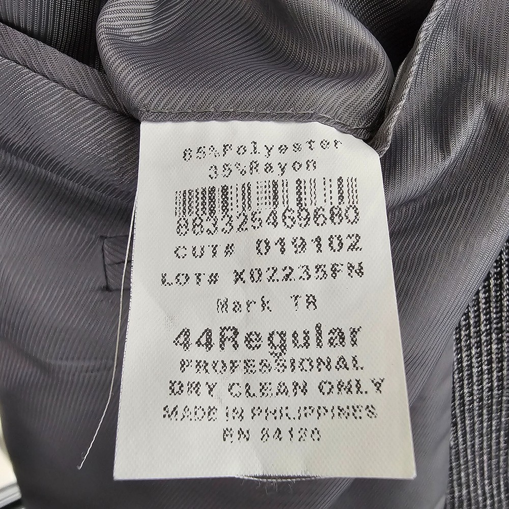 Statements 44R Gray Solid Polyester Two Button Sport Coat Blazer Jacket