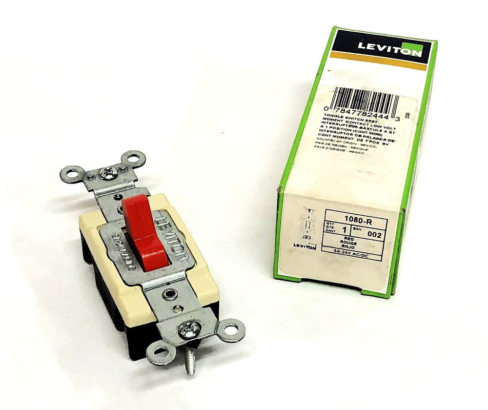 Leviton Red 3A 24V AC/DC Toggle Switch 1080-R NOS