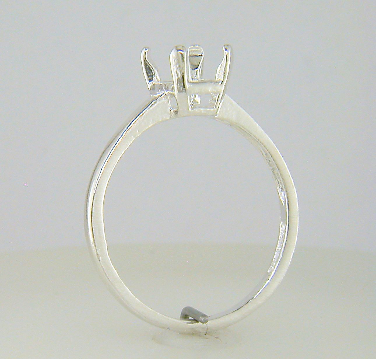 Four Prong Emerald Cut Solitaire Ring Setting Sterling Silver