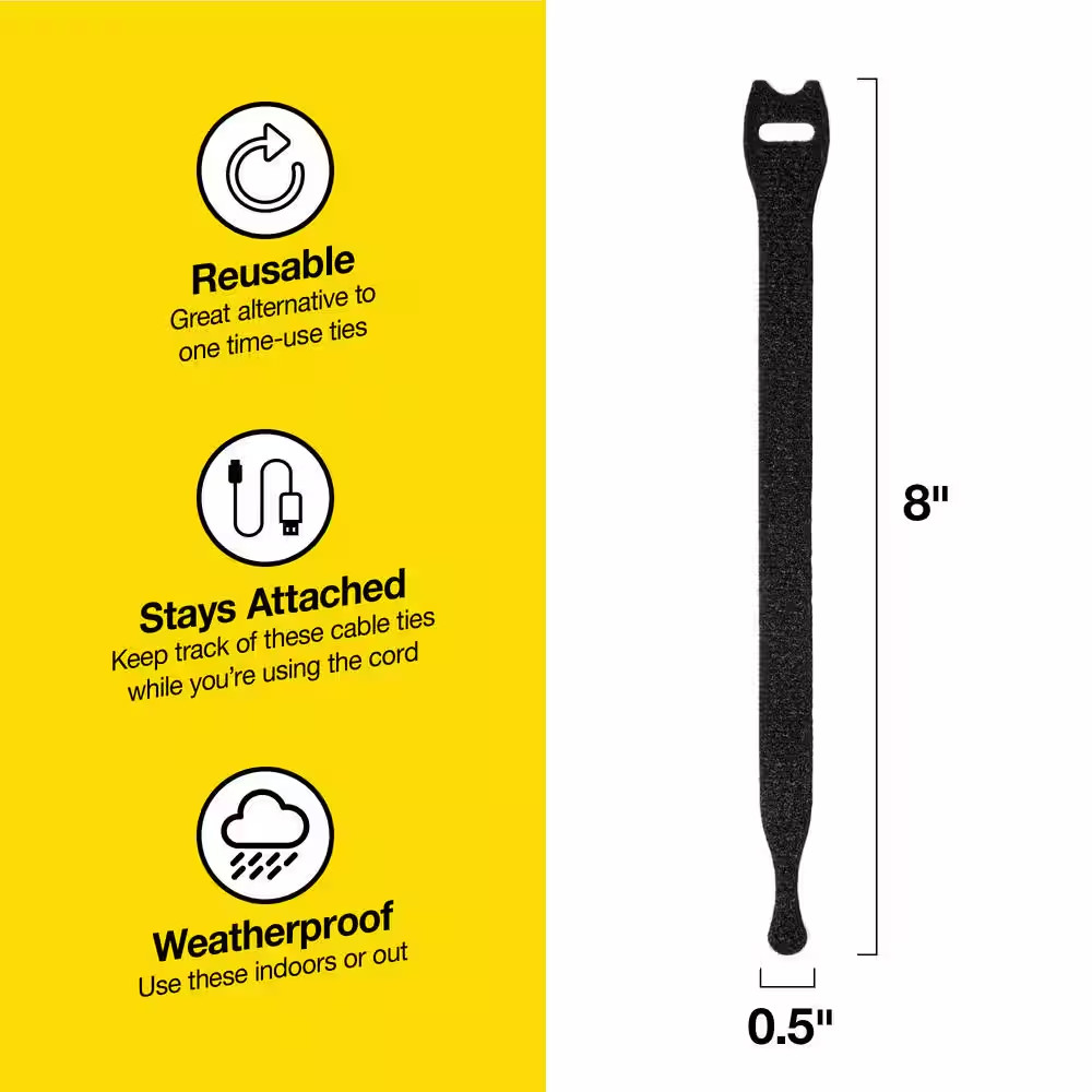 8 In. Self-Gripping Cable Ties Roll (50-Pack)