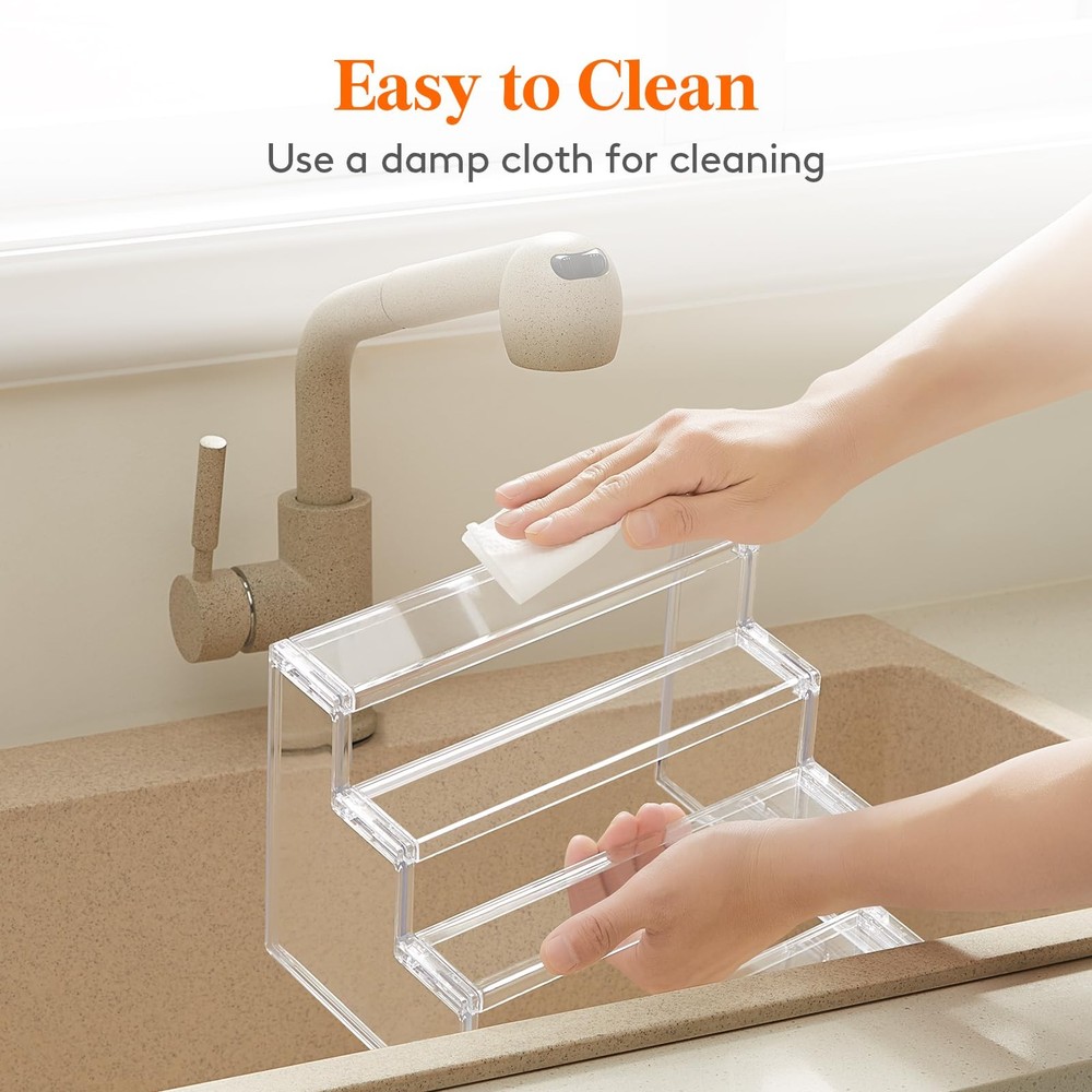 Lifewit 4 Tier Clear Display Riser Stand, Tool-free Assembly, 12 Inch Plastic