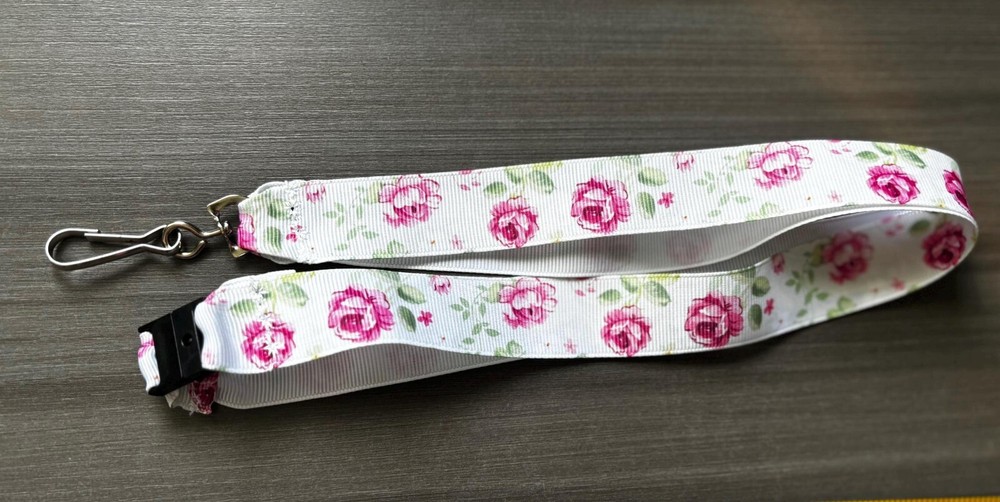 Pink Roses 18” Ribbon Lanyard