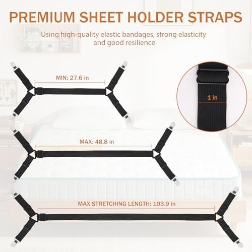 Bed Sheet Holder Straps 2Pcs Elastic Adjustable