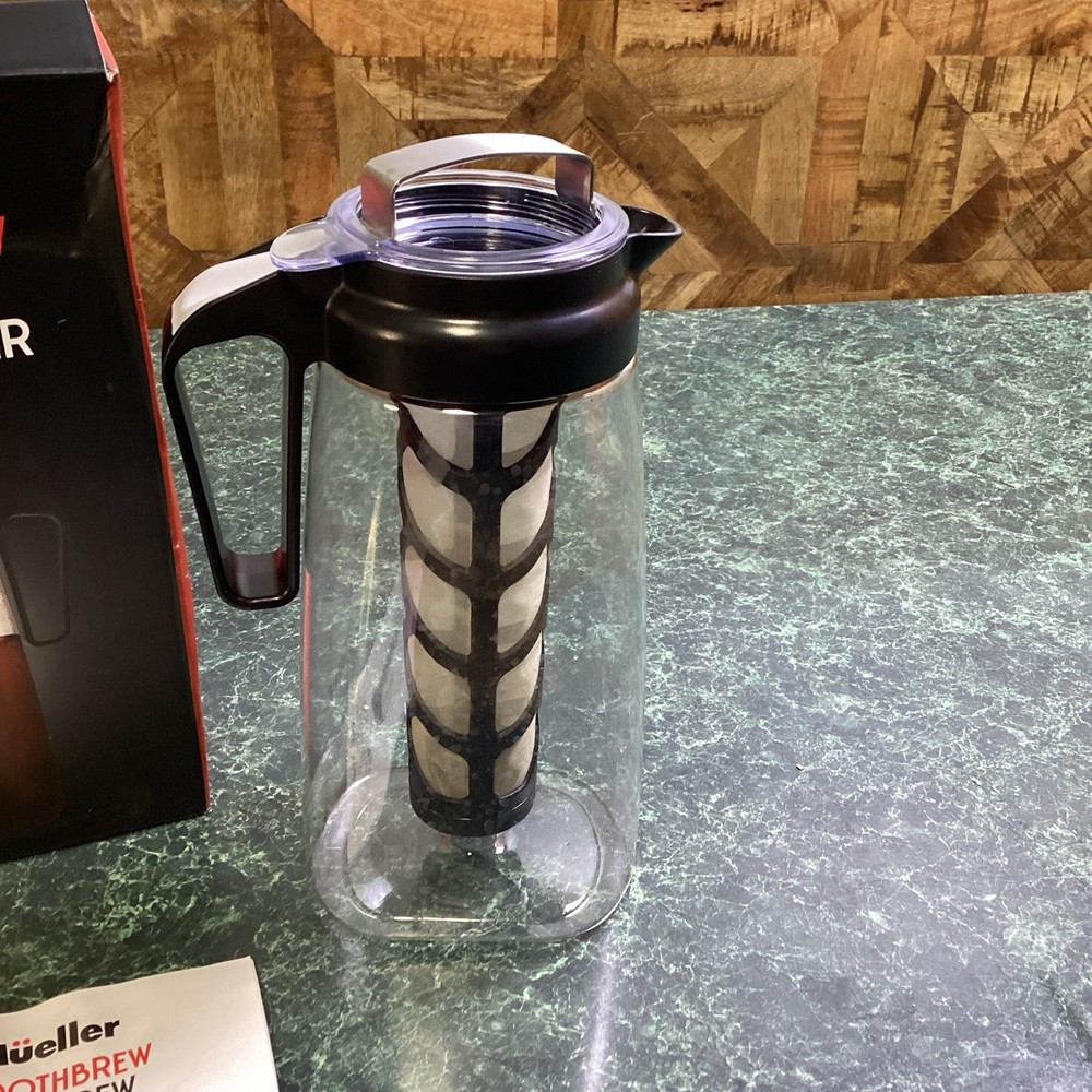 New Mueller Cold Brew Portable 2 Quart Plastic Smooth Brew Pitcher CB-375 Coffee