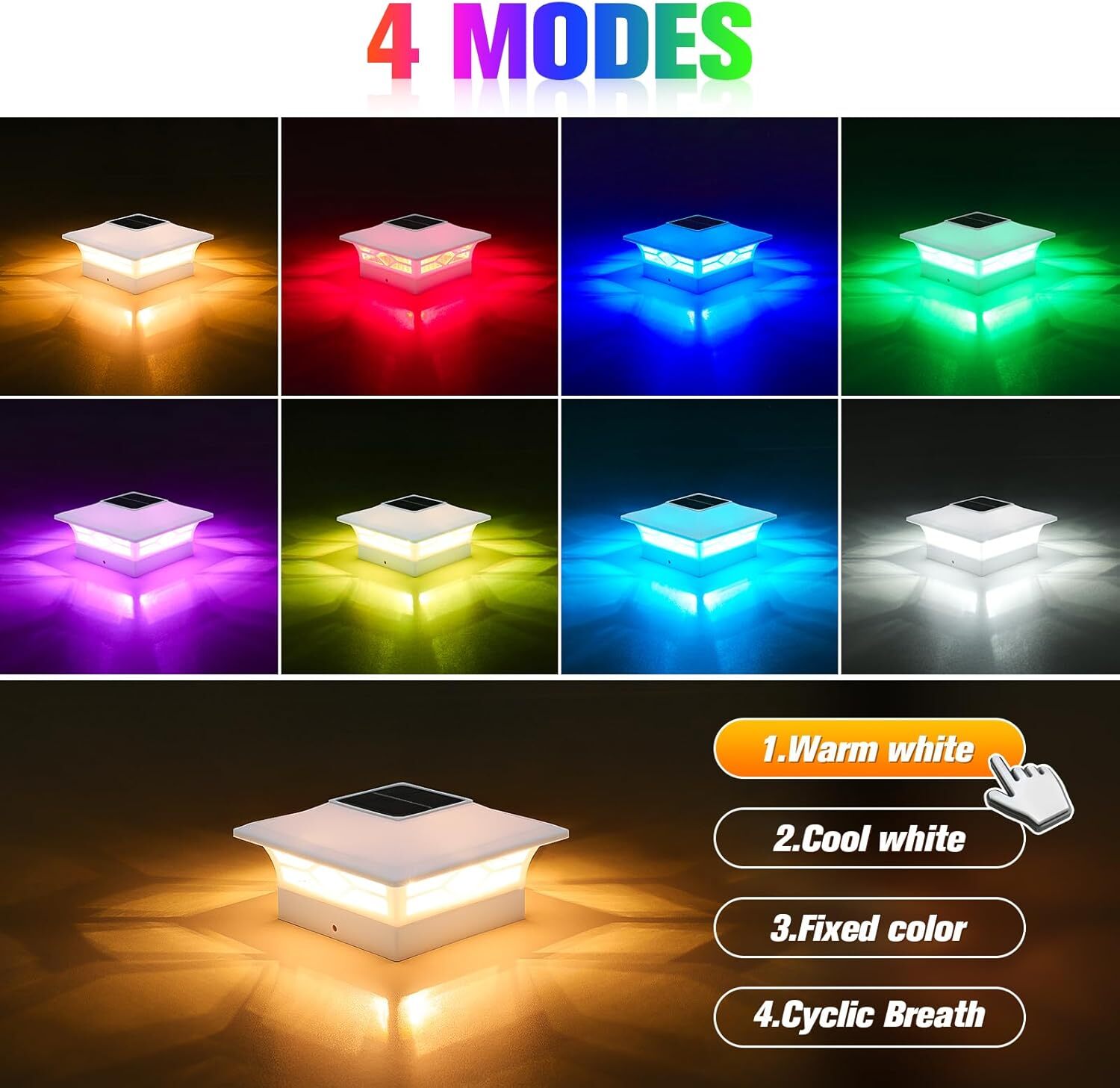 Solar Post Cap Lights Outdoor Waterproof Powered Deck Fence Lights for 4x4 5x5