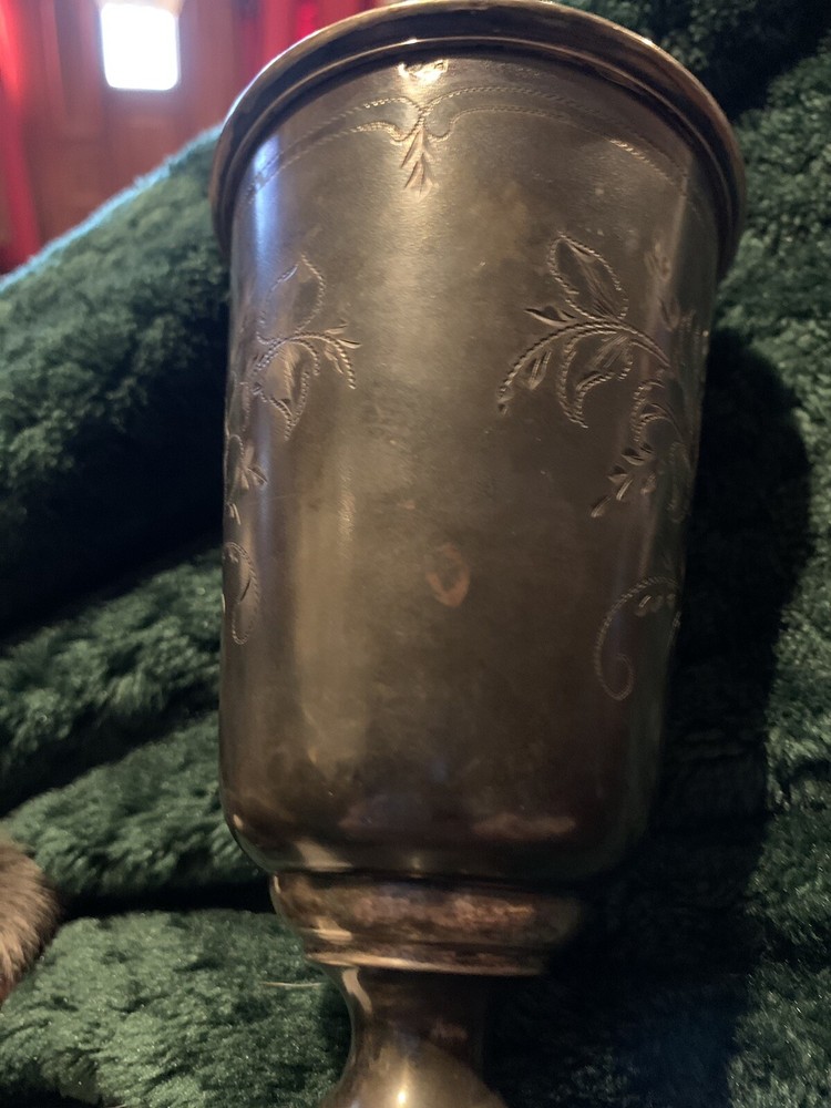 Dated 1902. German Silver Etch Engraved Trophy Goblet.