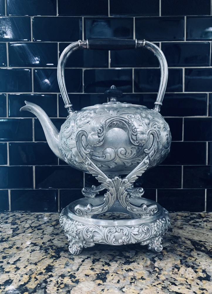 Antique Victorian Plated kettle w/ stand ( w/o Burner) by E. G. Webster & son