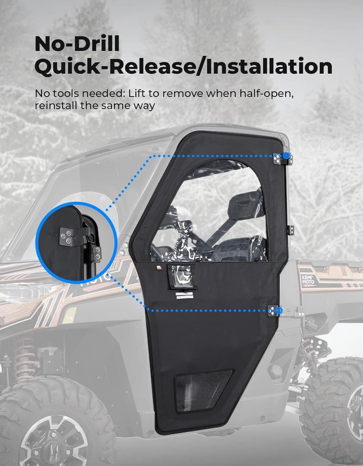 For Polaris Ranger 1000/ XP 1000 Frame Soft Door Kit Cab Enclosure 2020-2025