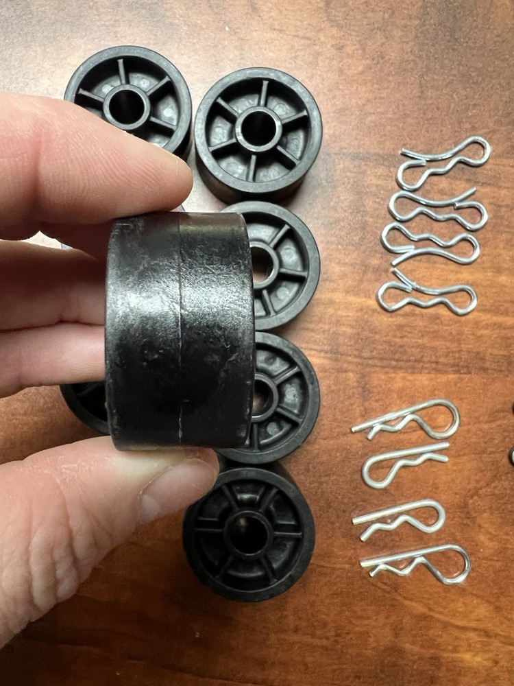 Adjustable Base Roller Guide Wheel & Pin Set plus hardware