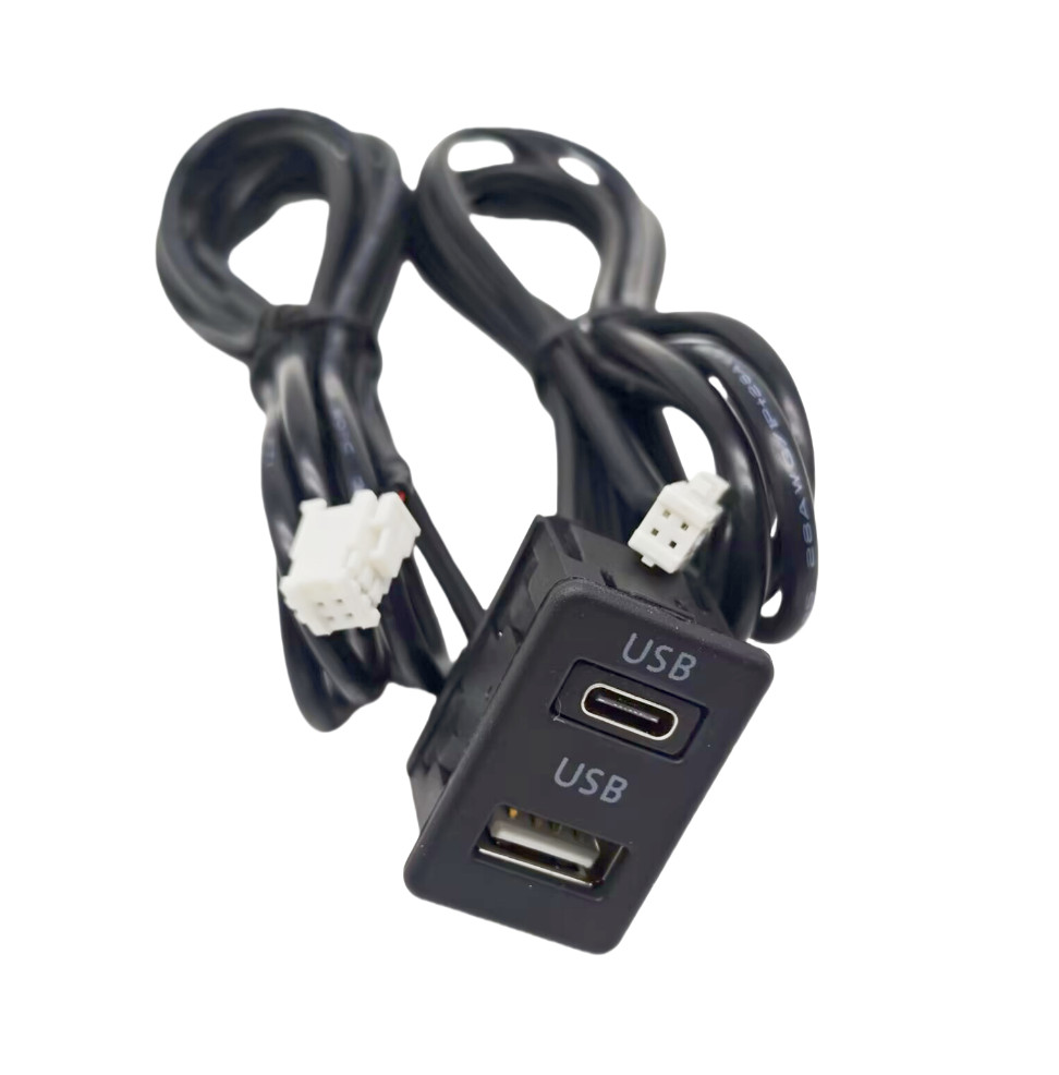 Dual USB Port Panel Interface Extension Cable 145cm For Car Android Navigation