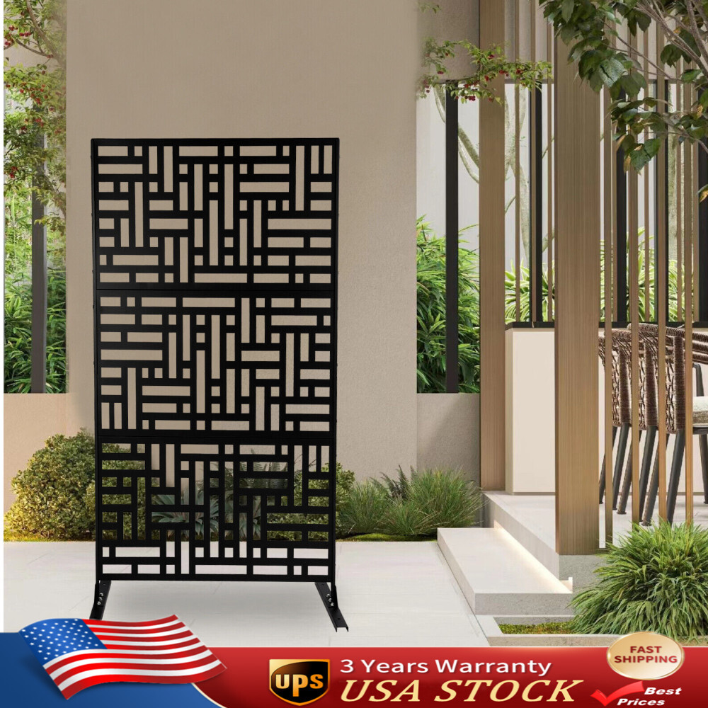 Metal Privacy Screen 6.2ft  H x 35.4in W Outdoor Privacy Screens and Panel Black