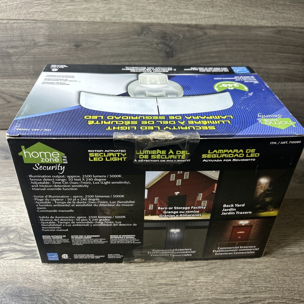 Home Zone Wide Adjustable Motion Sensor Activated LED Outdoor Security Light NEW