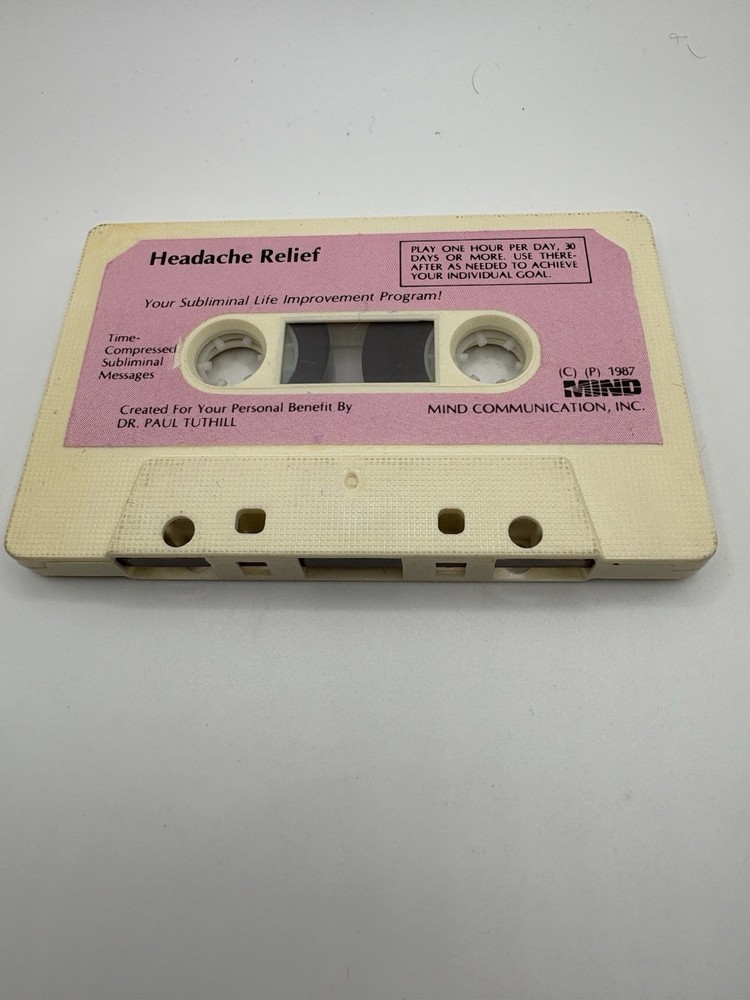 Headache Relief Subliminal Tape Program Cassette Mind Communication 1987 RARE