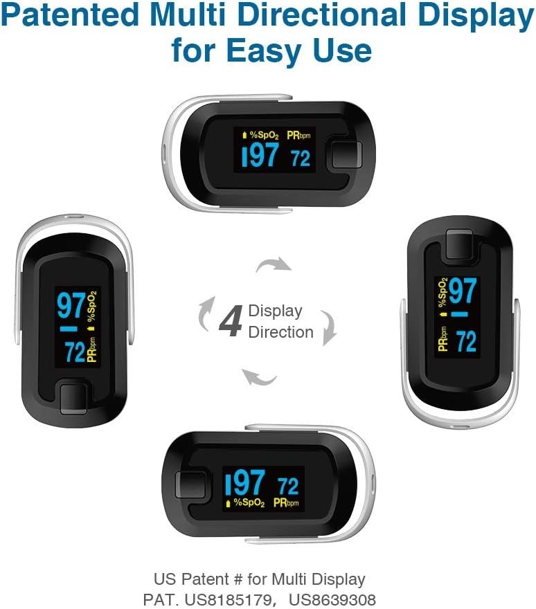 Versatile OLED Finger Pulse Oximeter with Adjustable Display for All Users