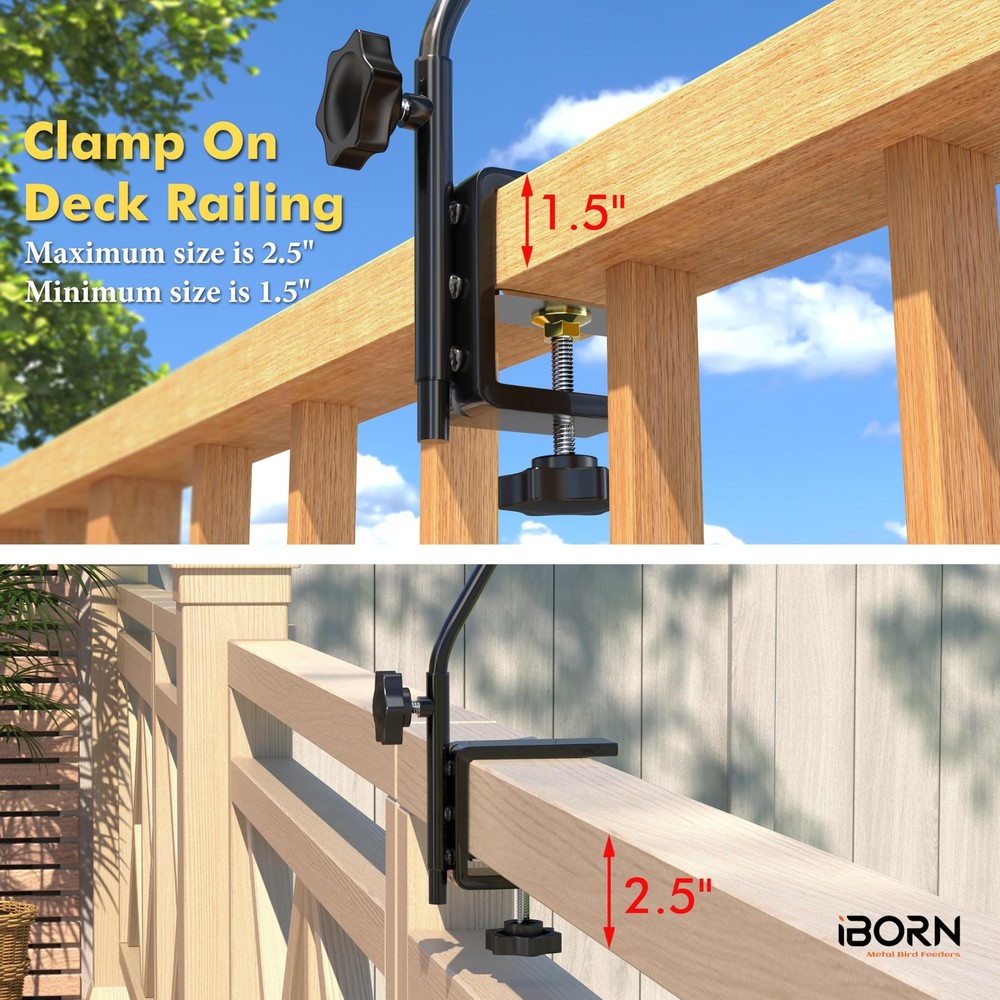 Deck Hook for Bird Feeder, Hummingbird Feeder Hanger for Deck Railing, Heavy ...