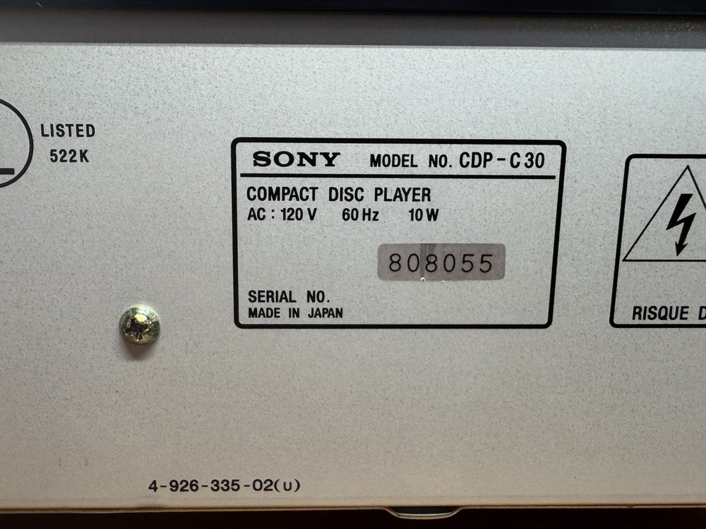 Sony CDP-C30 5 Disc CD Player Changer Tested Working Tray Opens Clean
